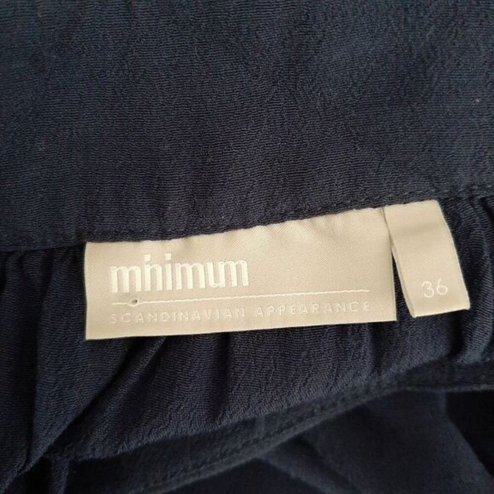 MINIMUM Denmark Maddalena Plisse Flowy Midi Skirt Navy Blue Sz S Flawed - Picture 9 of 11